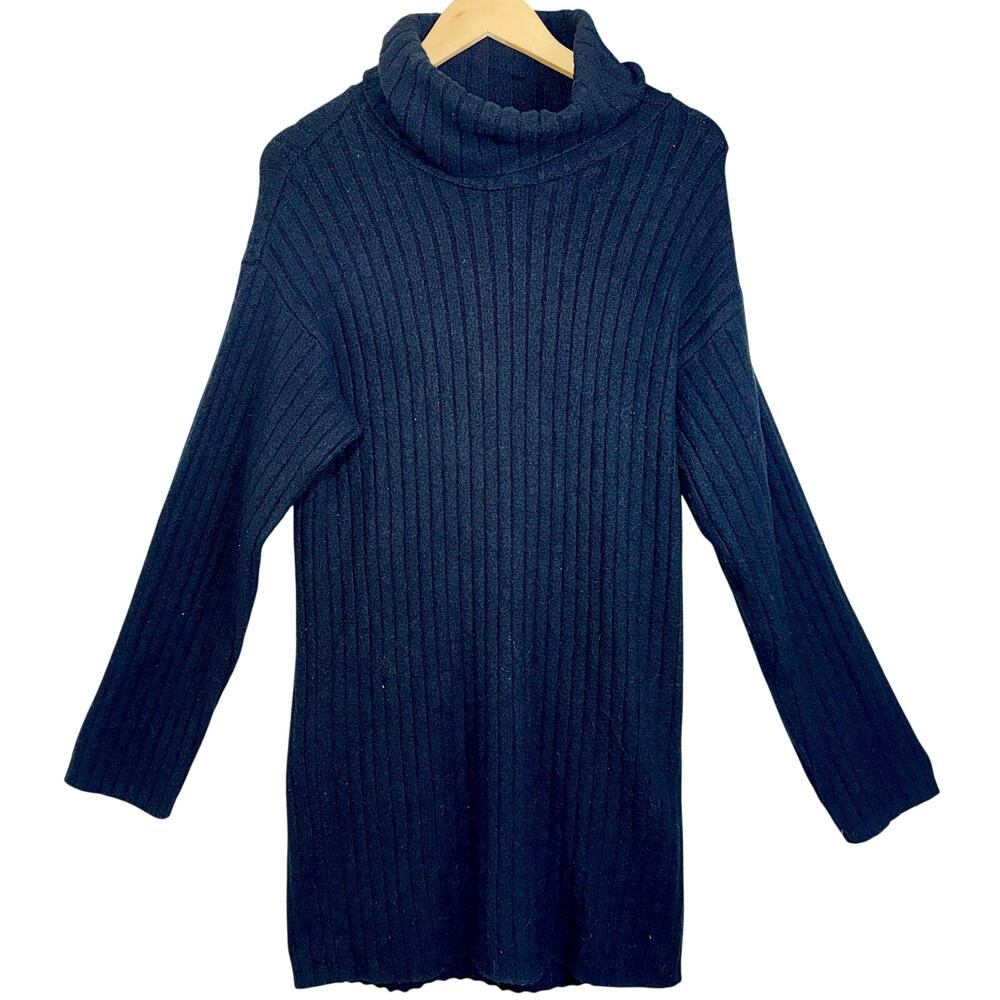 Abercrombie & Fitch Black Knit Long Sleeve Turtleneck Mini Sweater Dress Size M